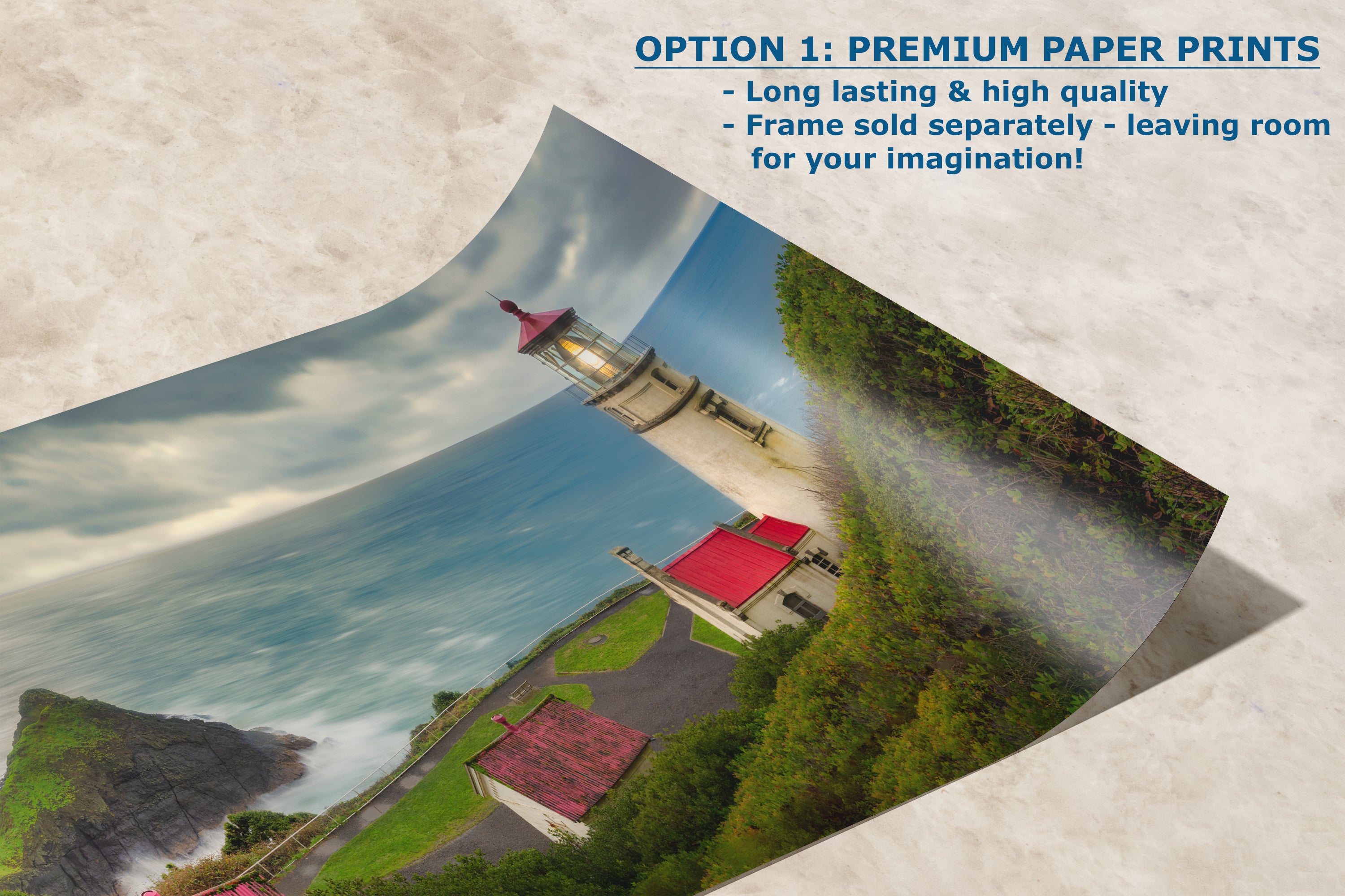 Haceta Head Lighthouse Picture, Oregon Coast Ocean Picture, Pacific Northwest Beach Photo Framed Coastal Decor for Ocean Lovers