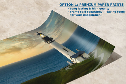 Yaquina Head Lighthouse Picture, Oregon Coast Ocean Picture, Pacific Northwest Beach Photo Wall Art for Office and Relaxation