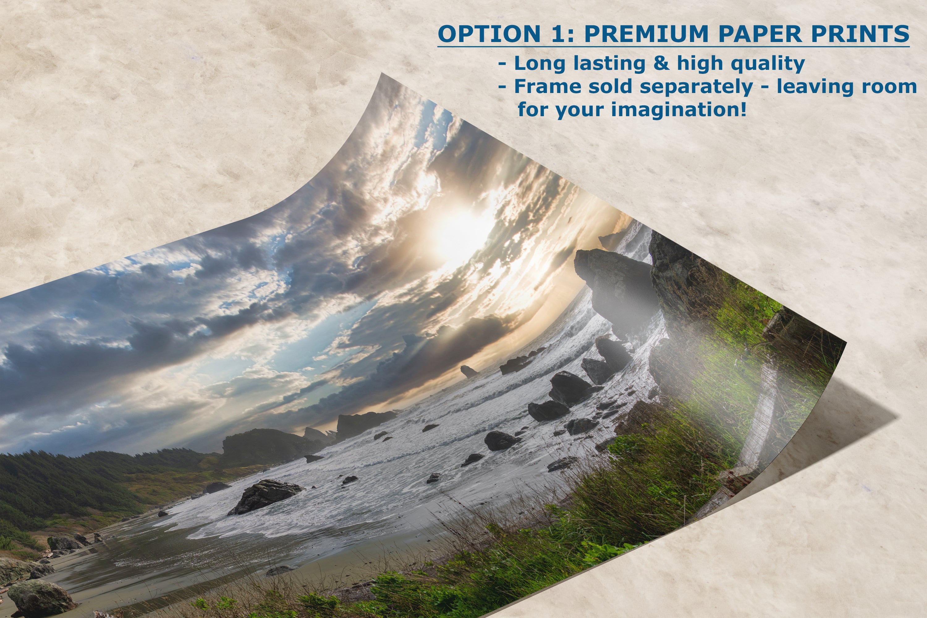 Lone Ranch Beach Oregon Coast Ocean Picture, Panorama Pacific Northwest Nature Photo Relaxation Artwork for Meditation, Apartment, Office & House Decor