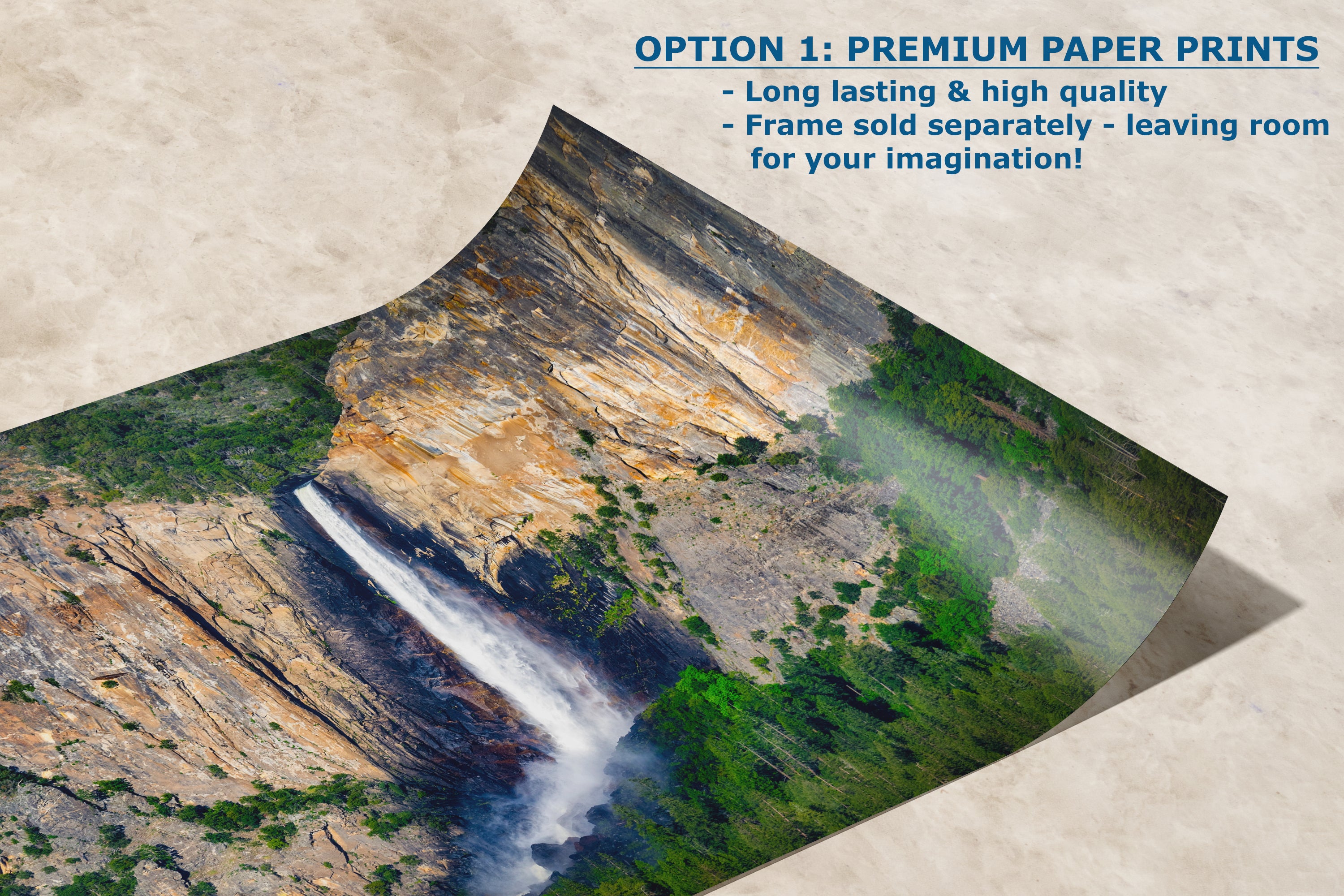 Bridalveil Falls Yosemite National Park Nature Photo Close Up, Relaxation Artwork Waterfall Picture for Meditation, Dorm Room, Office, and House Decor