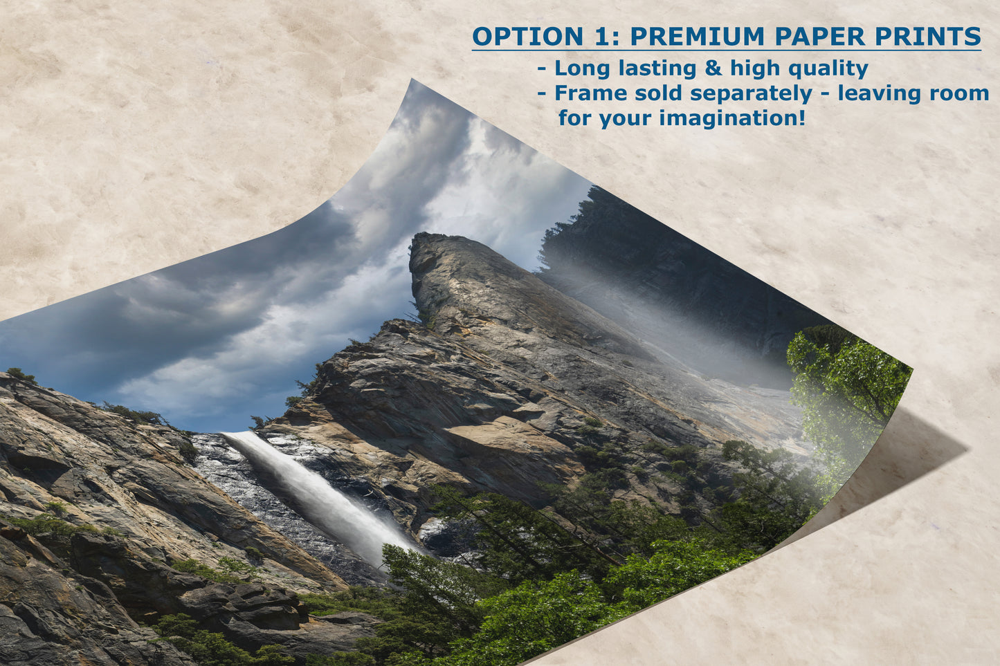 Bridalveil Falls Yosemite National Park Nature Photo Relaxation Artwork Waterfall Picture for Meditation, Dorm Room, Office, and House Decor