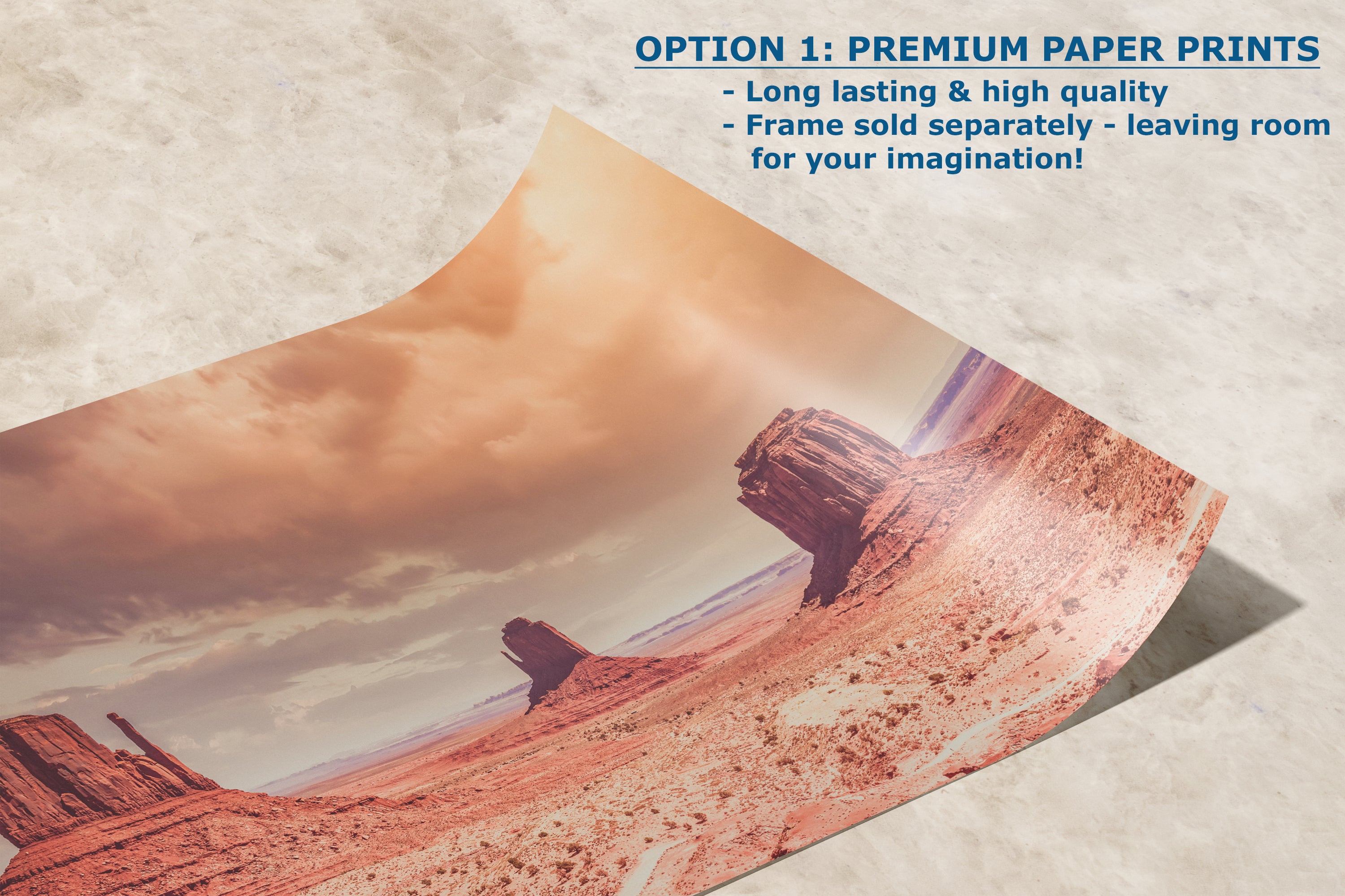 Monument Valley Panorama Arizona Desert Picture Nature Photo, Bohemian Style Relaxation Artwork for Meditation, Apartment, Office & House Decor