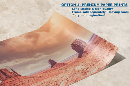 Monument Valley Panorama Arizona Desert Picture Nature Photo, Bohemian Style Relaxation Artwork for Meditation, Apartment, Office & House Decor