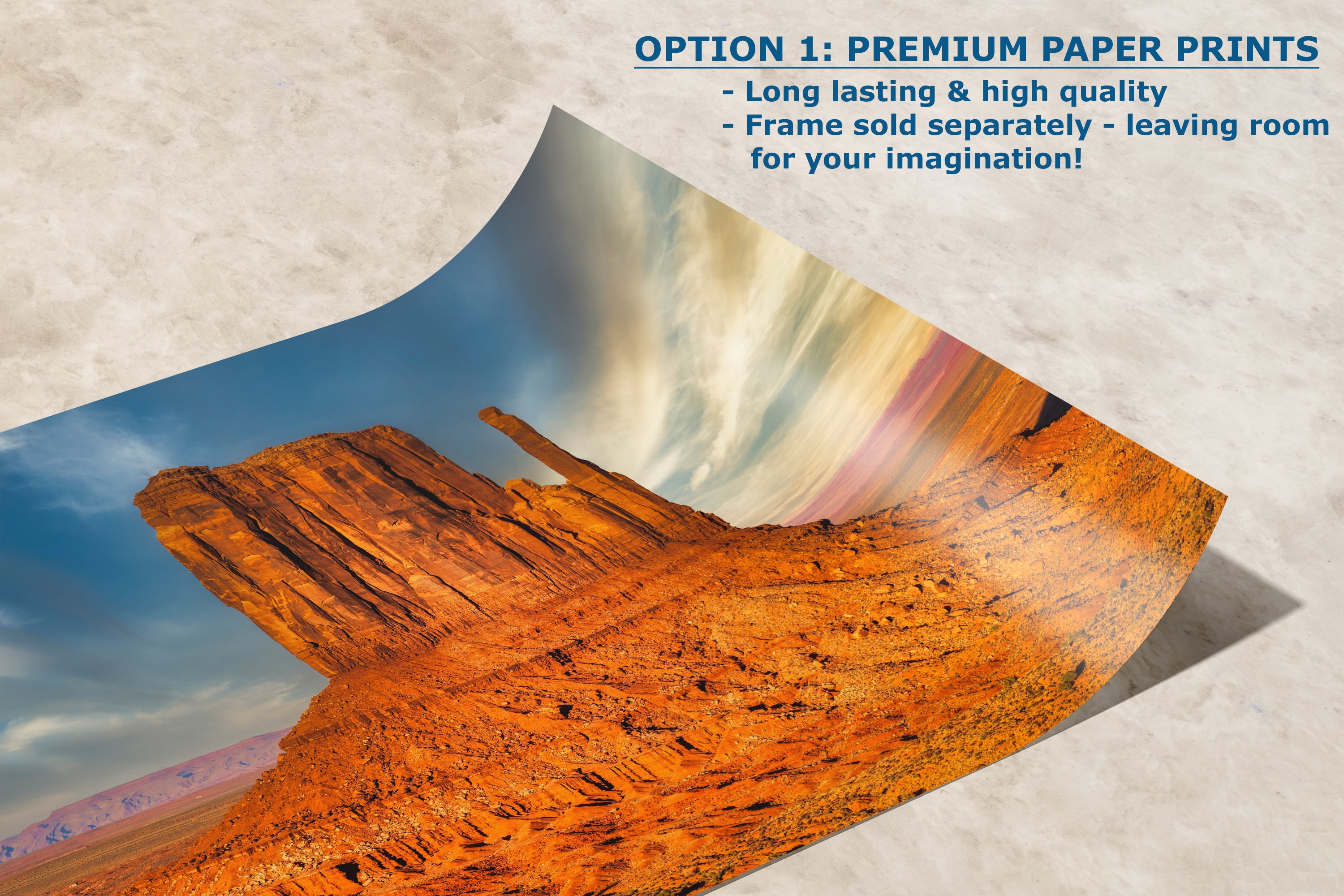 Monument Valley Arizona Desert Picture Nature Photo, Bohemian Style Relaxation Artwork for Meditation, Apartment, Office & House Decor