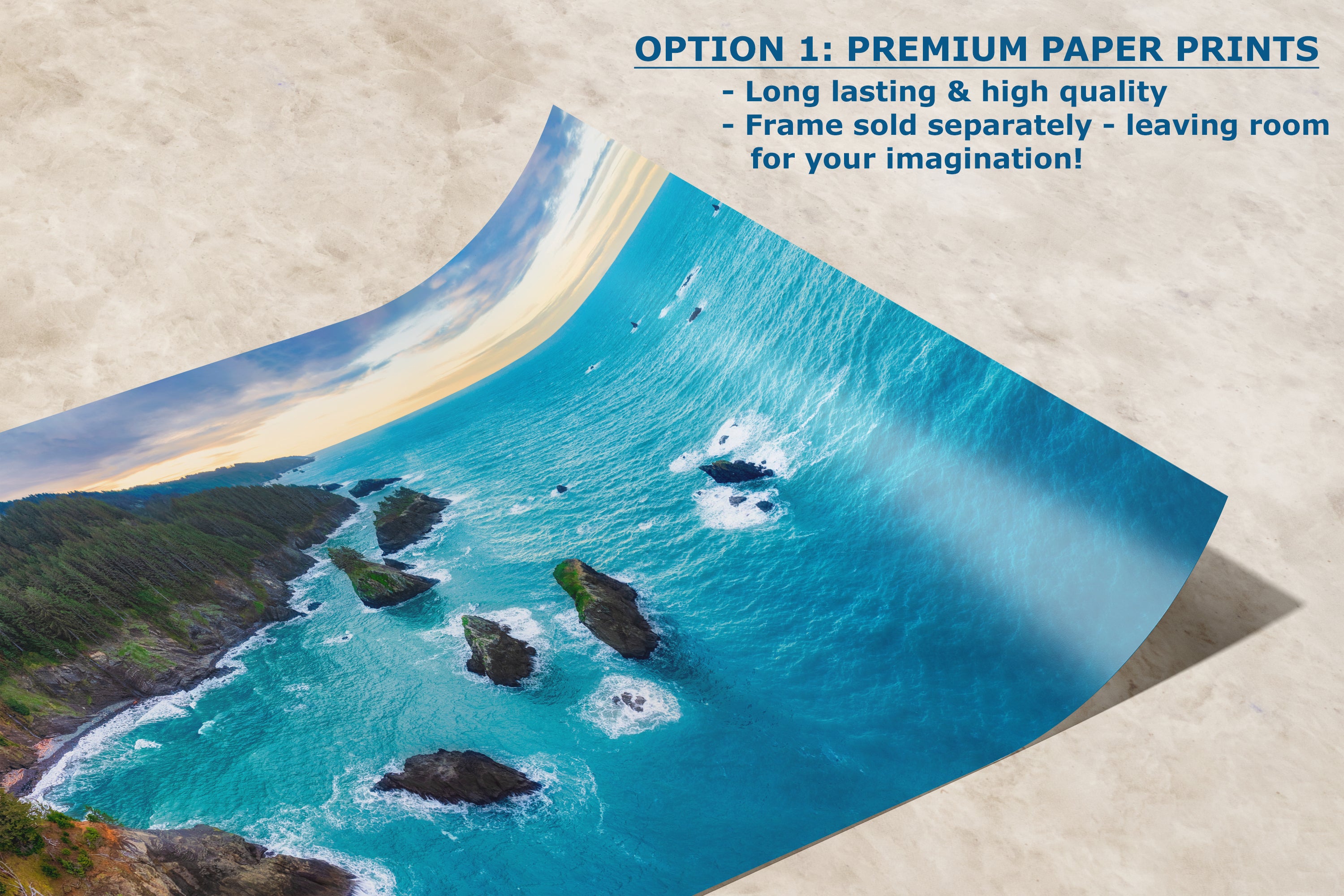 Aerial Oregon Coast Ocean Picture Panorama, Pacific Northwest Nature Photo