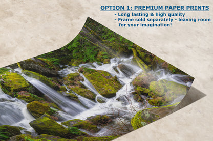 Oregon Pacific Northwest Waterfall Picture Nature Photo Relaxation Artwork in Bohemian Style for Meditation, Office, Apartment, House Decor