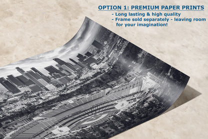 Dodgers Stadium Photo, Los Angeles Skyline Black and White Wall Art