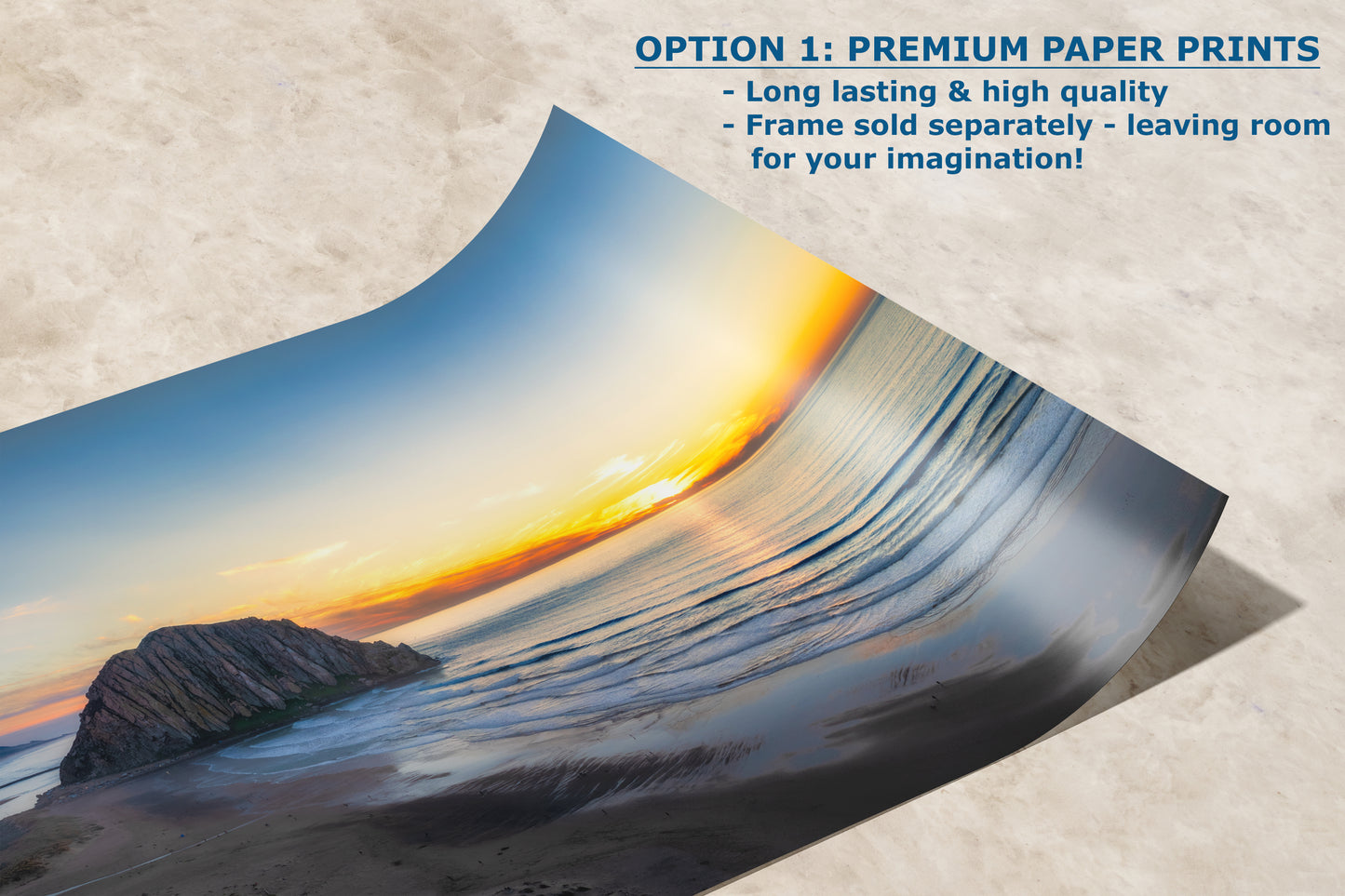 Morro Bay California Coastline Ocean Picture Nature Photo Panorama, Morro Rock Coastal Relaxation Artwork, Dorm Room, Office & House Decor