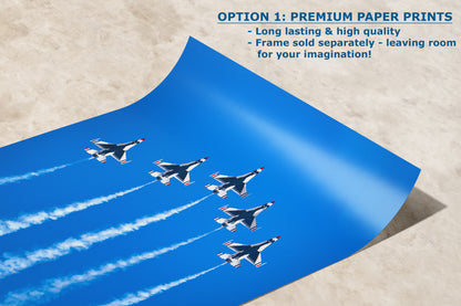 US Airforce Thunderbirds F-16 Fighting Falcon Aviation Artwork, Military Jet Fighter Wall Decor, Aviation Photo, Man Cave or Garage Art