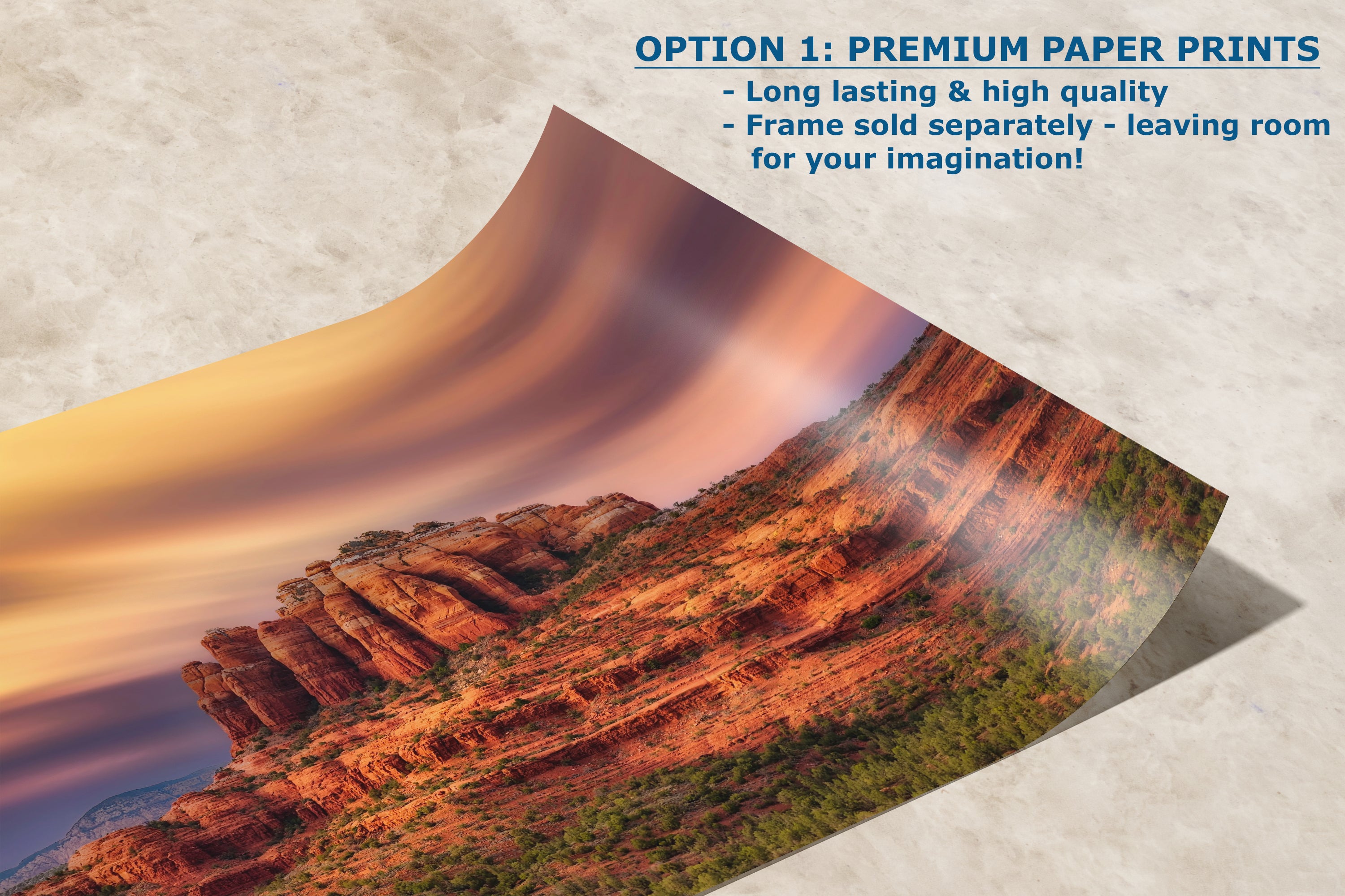 Cathedral Rock Sunset, Sedona Arizona Desert Picture Nature Photo Relaxation Artwork for Meditation, Office, and House Decor