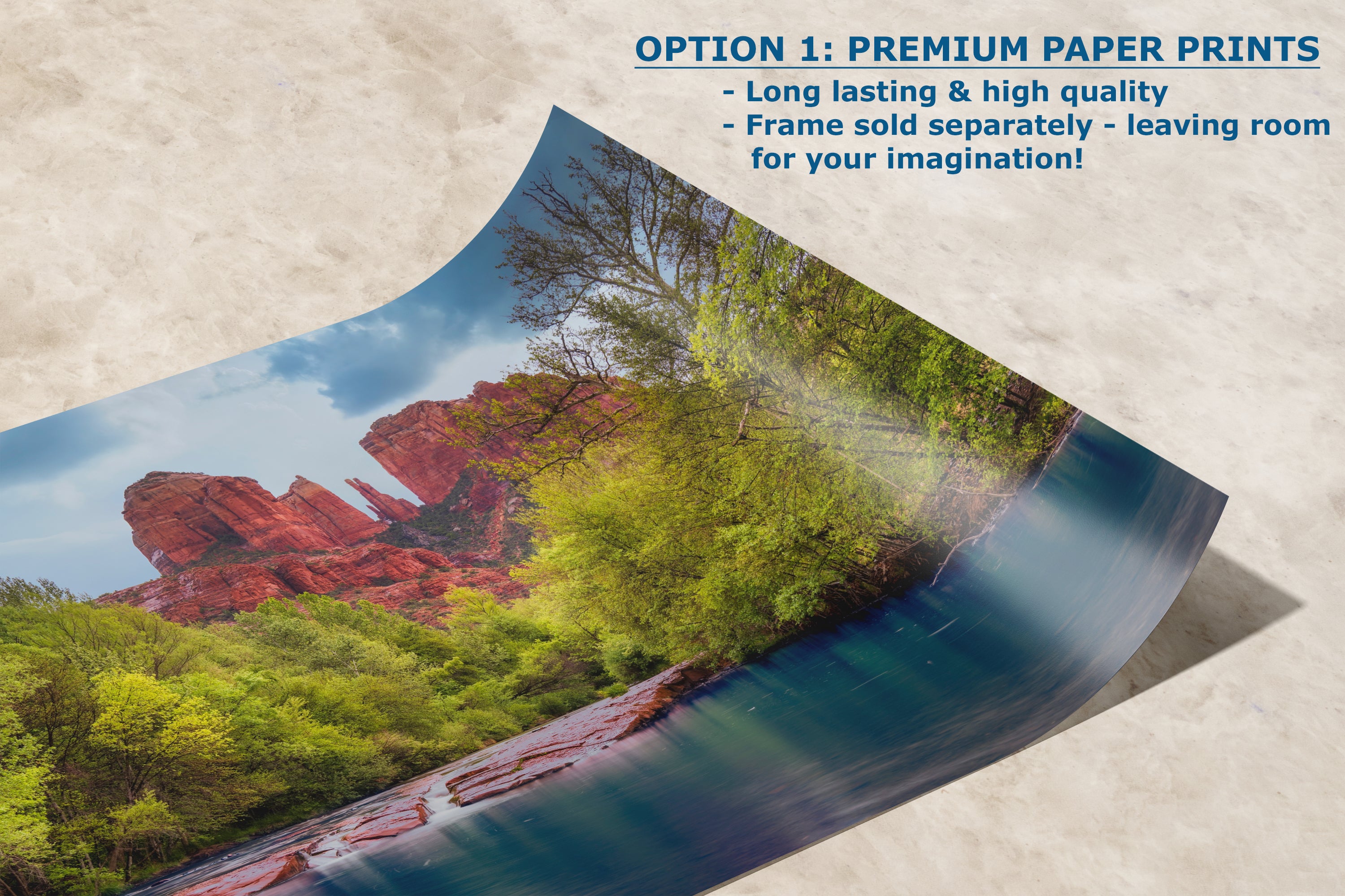 Cathedral Rock with Oak Creek, Sedona Arizona Desert Picture Nature Photo Relaxation Artwork for Meditation, Office, and House Decor