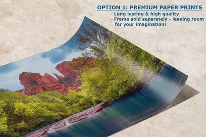 Cathedral Rock with Oak Creek, Sedona Arizona Desert Picture Nature Photo Relaxation Artwork for Meditation, Office, and House Decor