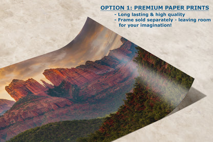 Cathedral Rock, Moody Sedona Arizona Desert Picture Nature Photo Relaxation Artwork for Meditation, Office, and House Decor