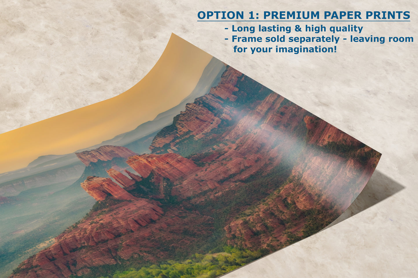 Cathedral Rock Aerial Sunrise, Sedona Arizona Desert Picture Nature Photo Relaxation Artwork for Meditation, Office, and House Decor