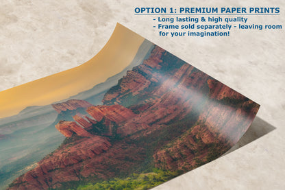 Cathedral Rock Aerial Sunrise, Sedona Arizona Desert Picture Nature Photo Relaxation Artwork for Meditation, Office, and House Decor