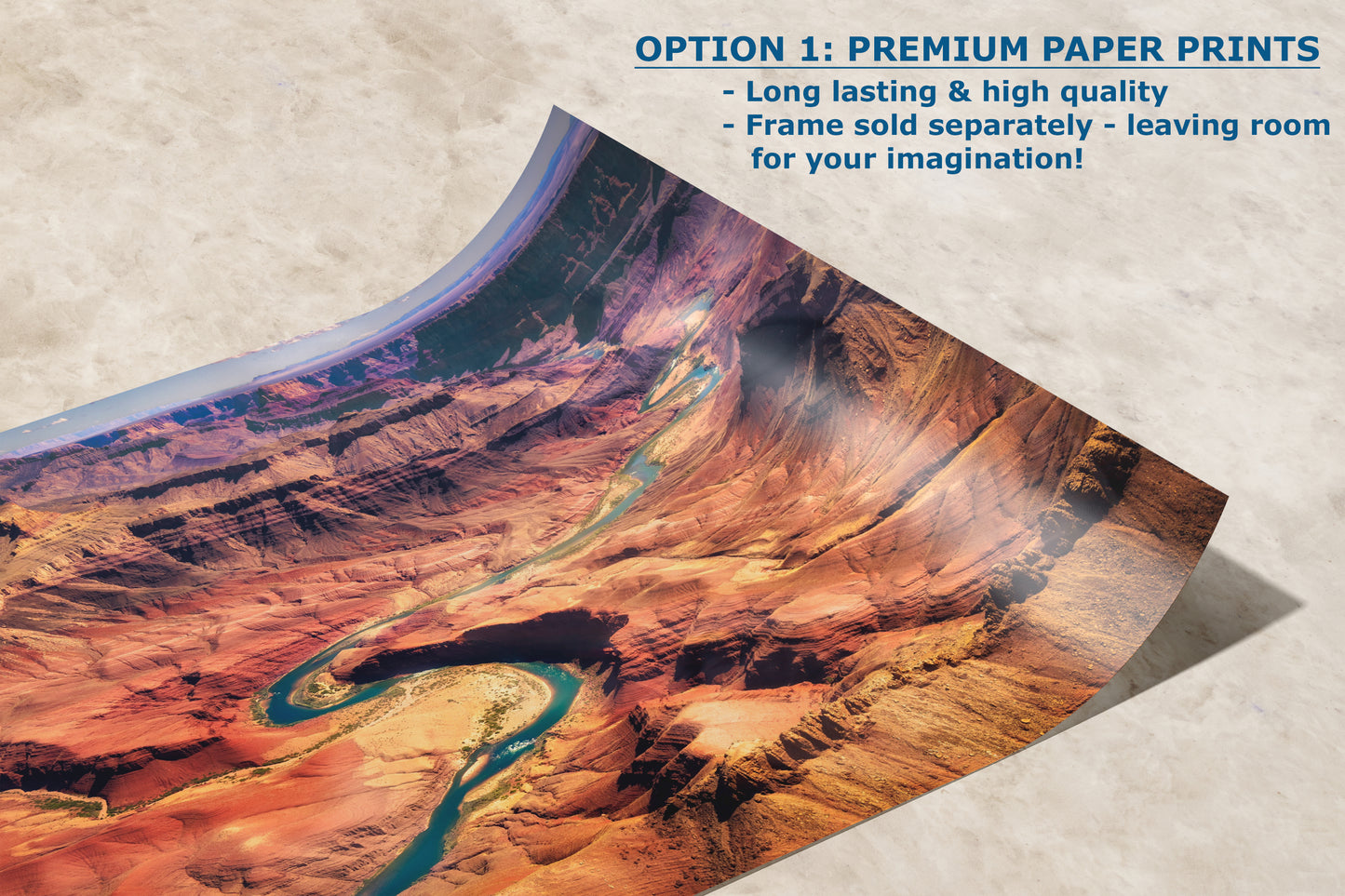 Grand Canyon National Park, Aerial Arizona Desert Picture Nature Photo, Bohemian Style Relaxation Artwork for Meditation, Apartment, Office & House Decor