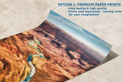 Grand Canyon National Park, Arizona Desert Picture Nature Photo with Colorado River, Bohemian Style Relaxation Artwork for Meditation, Office & House Decor