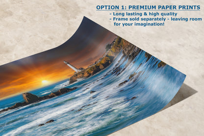 Pigeon Point Lighthouse Picture, California Coastline Ocean Picture, Relaxation Artwork Nature Photo for Meditation, Office, and House Decor