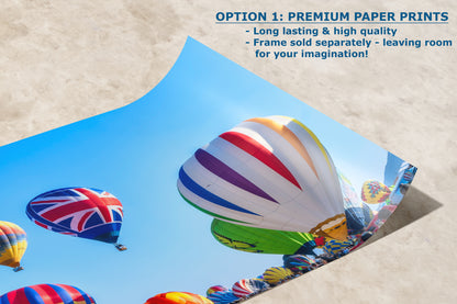 Union Jack Hot Air Balloon Festival Mass Ascension, Albuquerque New Mexico Balloon Fiesta Wall Art, Office, Cubicle & House Decor