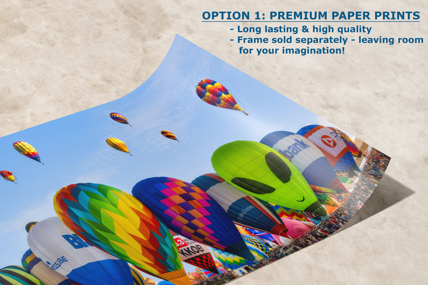 Hot Air Balloon Festival Mass Ascension Panorama Photo Lift Off | Albuquerque New Mexico Balloon Fiesta Wall Art | Office, Cubicle & House Decor