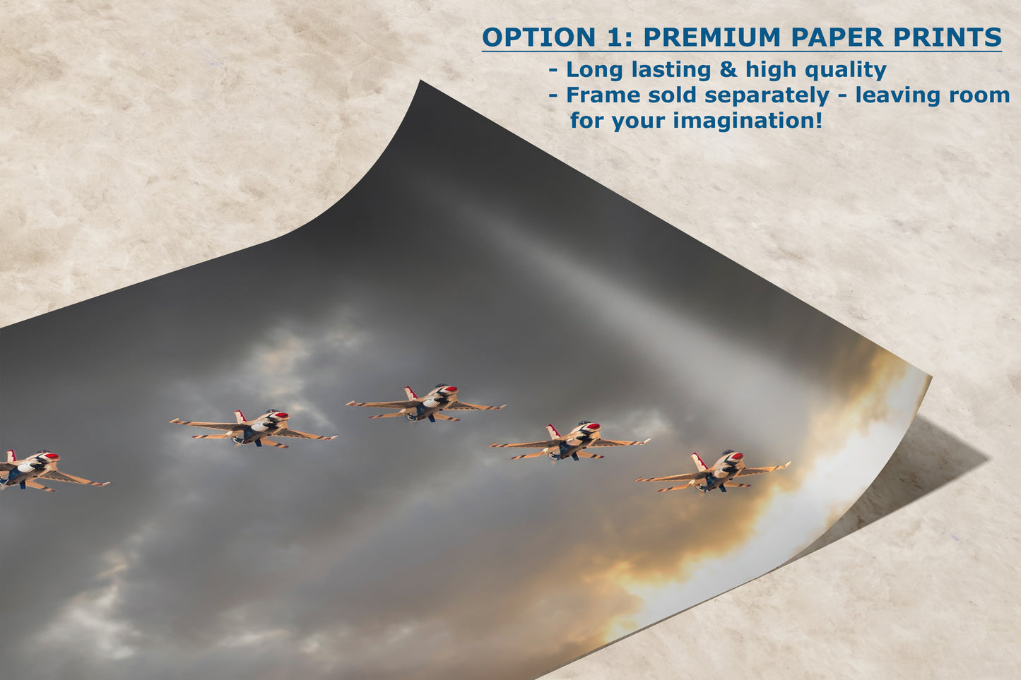 US Airforce Thunderbirds F-16 Fighting Falcon Aviation Artwork | Military Aviation Decor for Home & Office Display