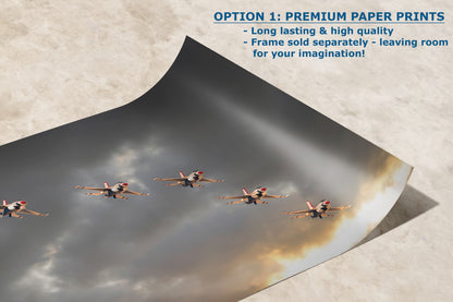 US Airforce Thunderbirds F-16 Fighting Falcon Aviation Artwork | Military Aviation Decor for Home & Office Display
