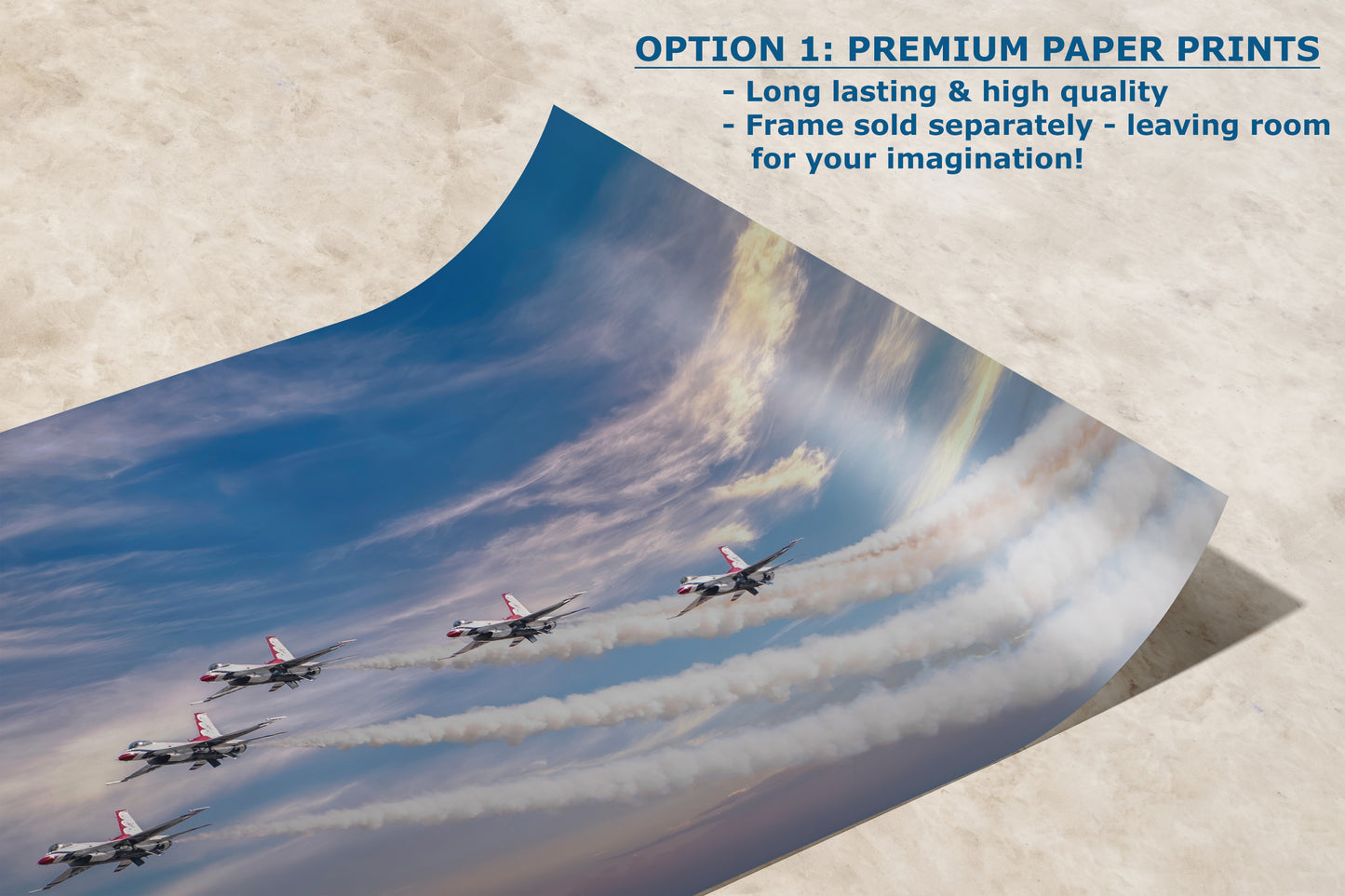 US Airforce Thunderbirds F-16 Fighting Falcon Aviation Artwork | Man Cave Decor & Garage Art | Military Jet Fighter Poster