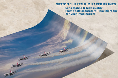 US Airforce Thunderbirds F-16 Fighting Falcon Aviation Artwork | Man Cave Decor & Garage Art | Military Jet Fighter Poster