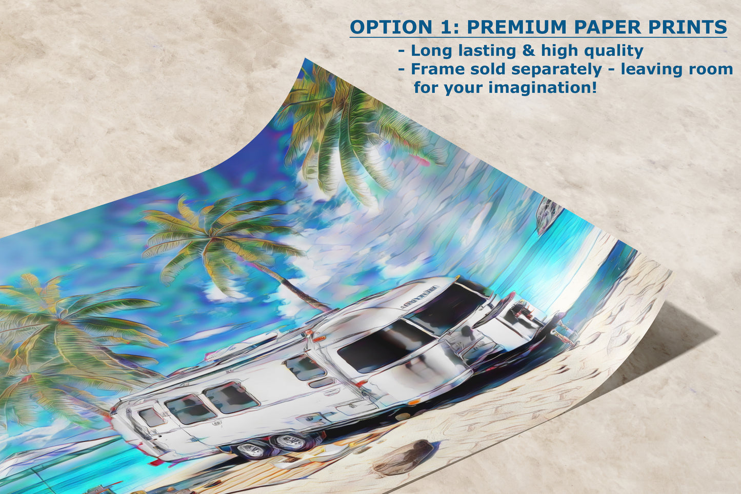 Airstream Travel Trailer Art at a Tropical Ocean Paradise Campsite