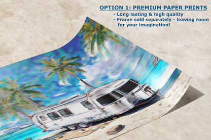 Airstream Travel Trailer Art at a Tropical Ocean Paradise Campsite