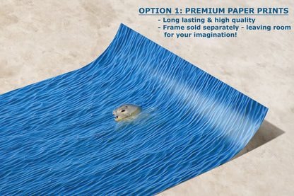 Seal Print Marine Mammal Wildlife Photography, Ocean Picture Relaxation Artwork Nature Photo