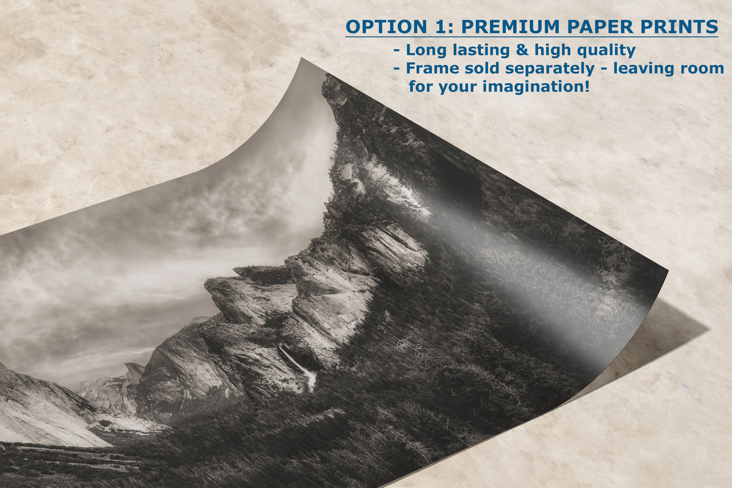 Tunnel View Yosemite National Park Mountain Picture Black and White Nature Photo Relaxation Artwork for Mediation, Office, & House Decor