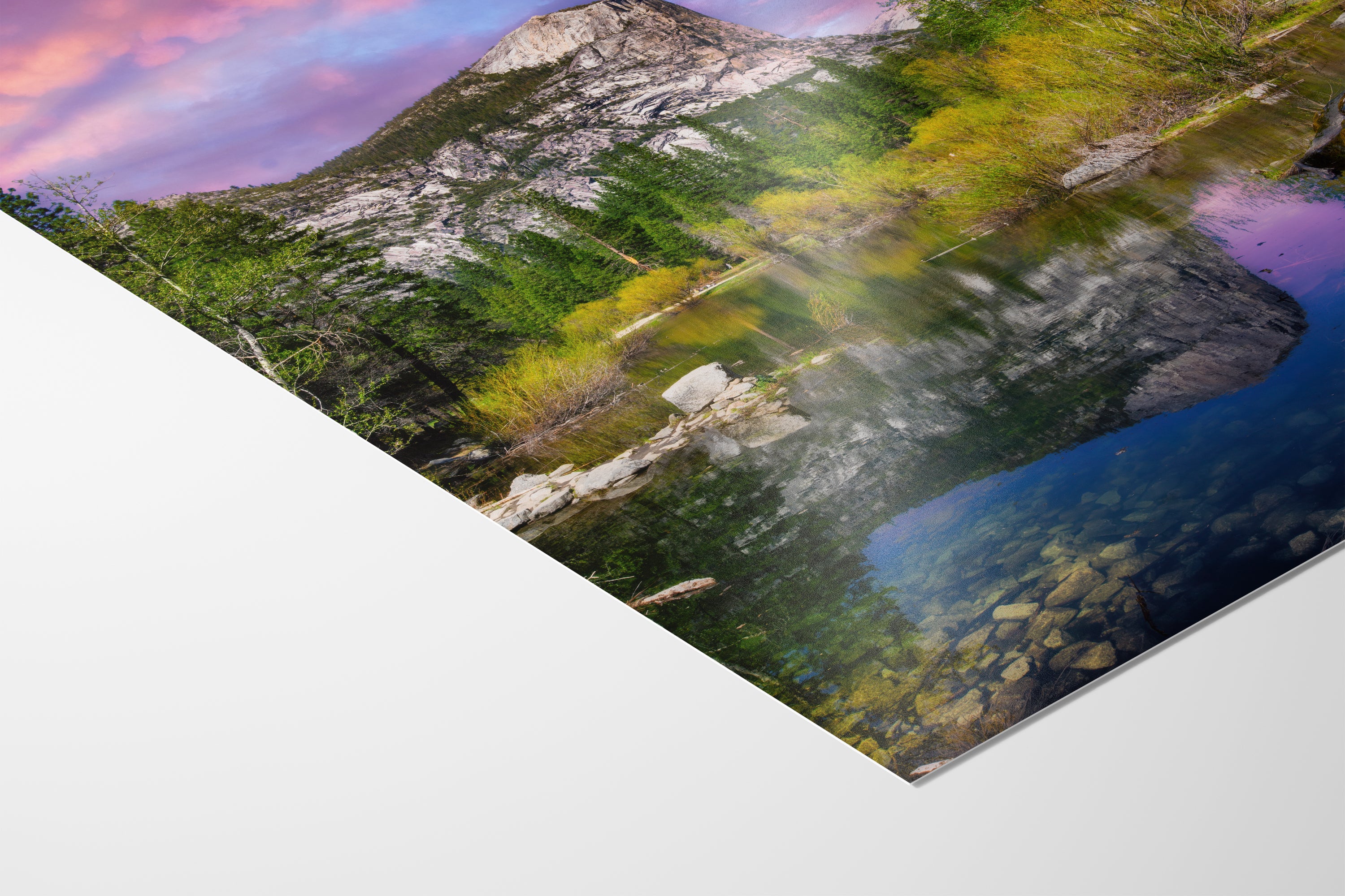 Mirror Lake Yosemite National Park Mountain Picture Nature Photo Relaxation Artwork of Mt. Watkins for Meditation, Office, and House Decor