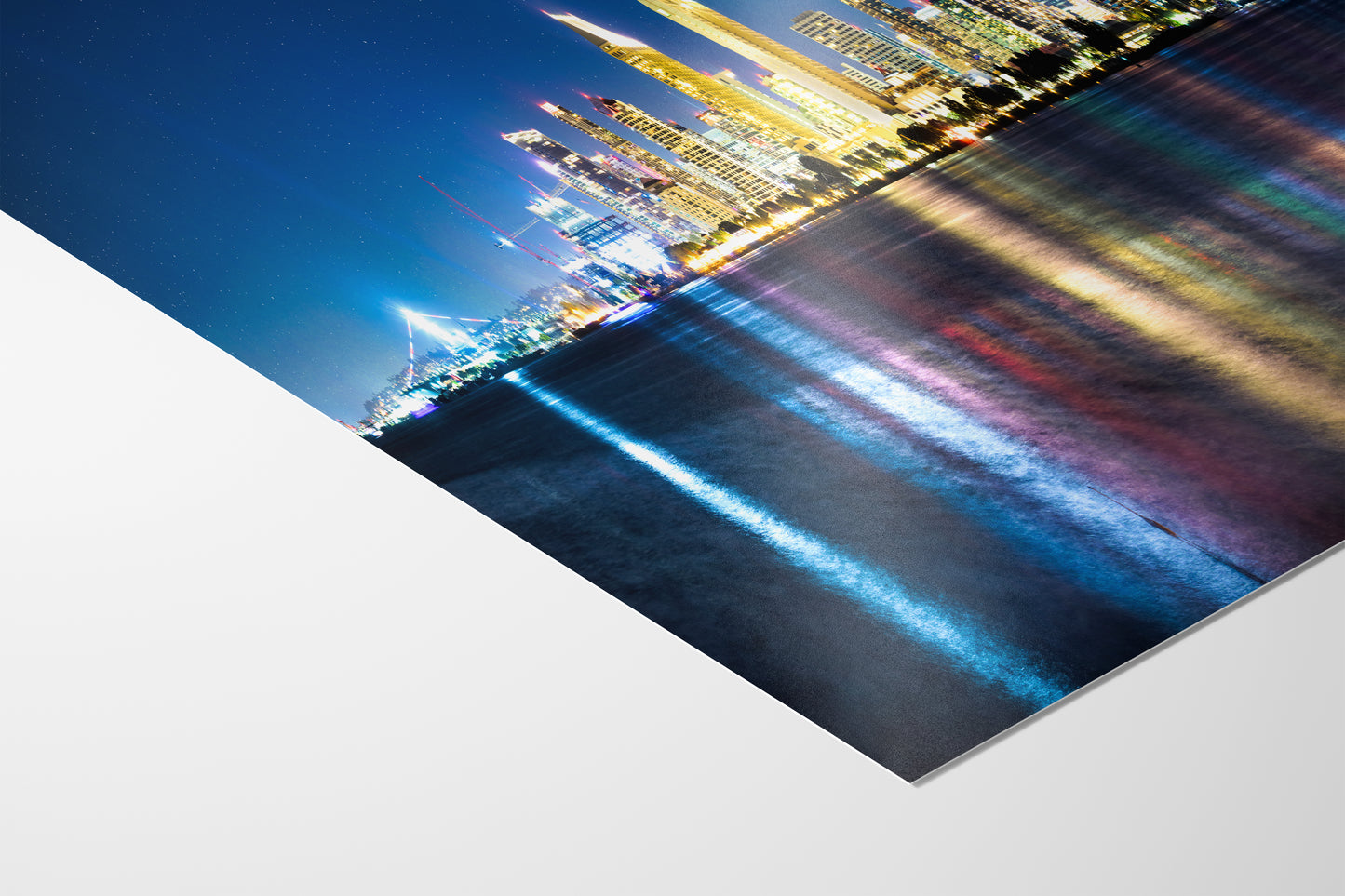 San Diego Skyline Panorama Photo, Urban Cityscape at Night Wall Art, Large Canvas Print for Living Room or Office