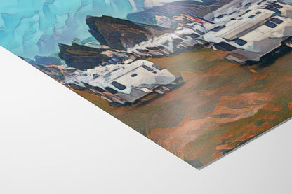 Airstream Travel Trailer with Mountainscape Camping Decoration