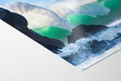 Beach Wave Ocean Picture, California Coastline Nature Photo Wall Decor, Morro Rock Artwork