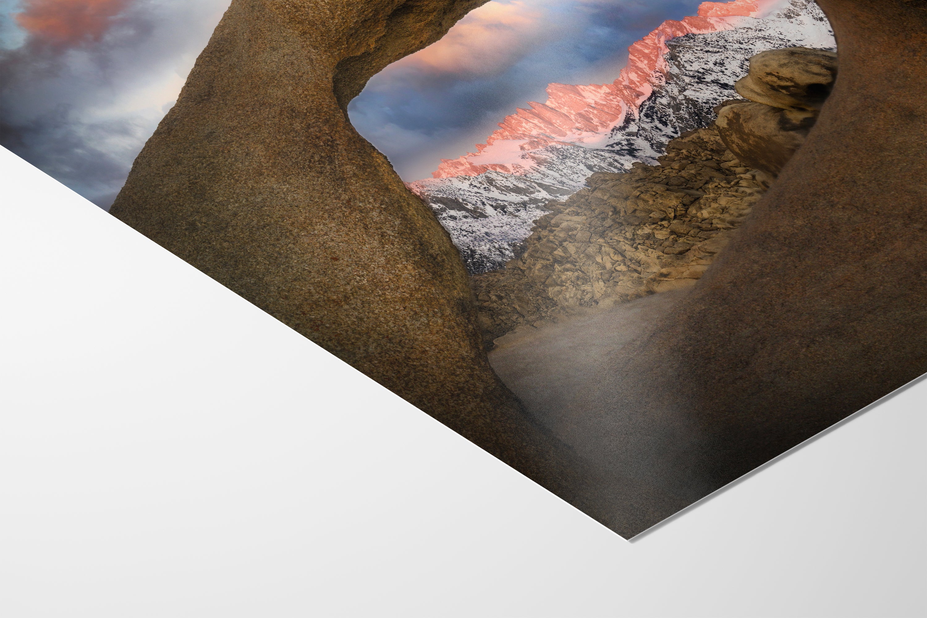 Mount Whitey & Mobius Arch Mountain Picture, Nature Photo from Alabama Hills for Relaxation Art for Meditation, Office, and House Decor