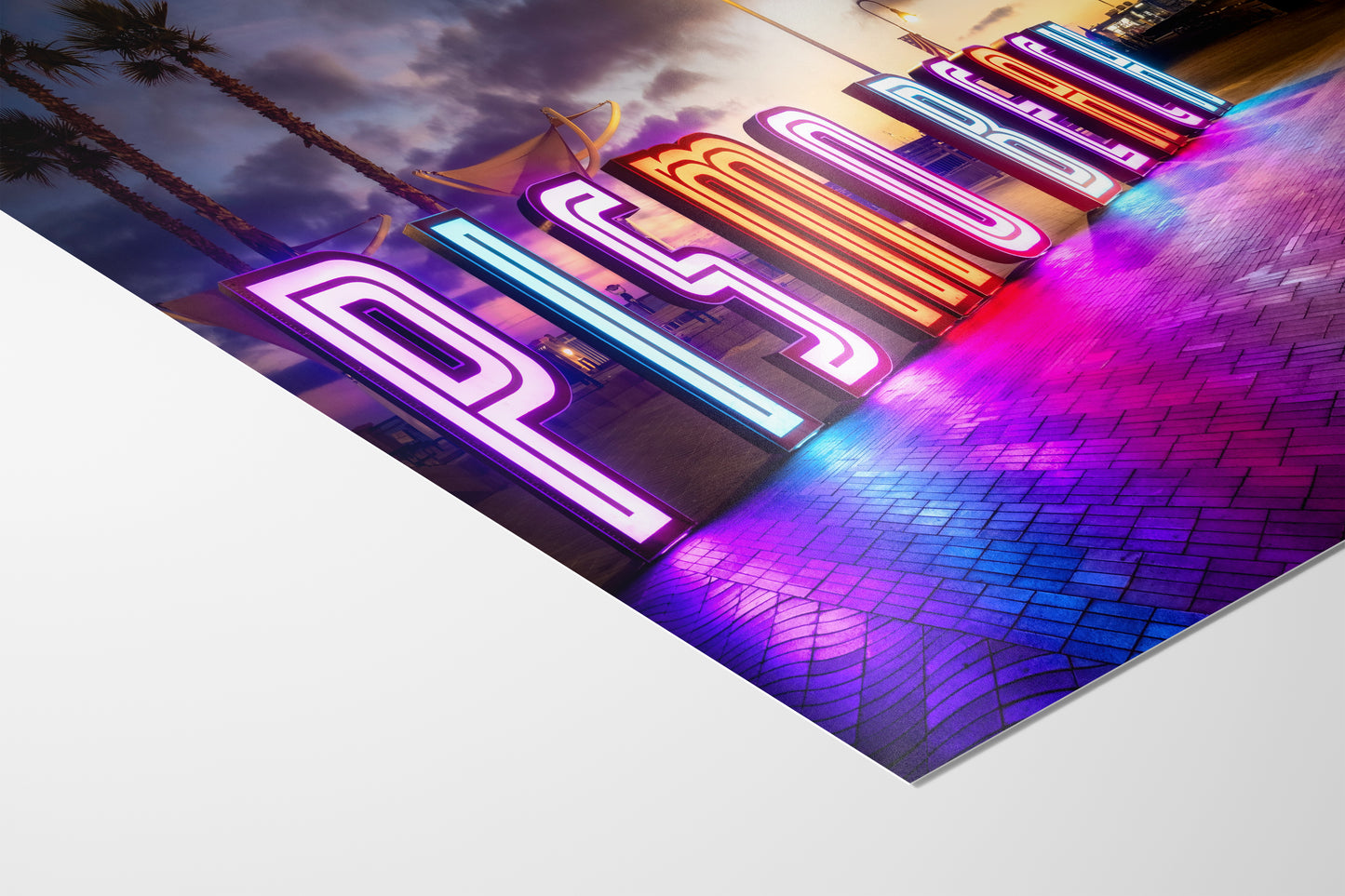 Pismo Beach Iconic Neon Sign House Decor, California Coastal Art Print with Vibrant Neon Lights for Retro Wall Art, Beach Lover Gift