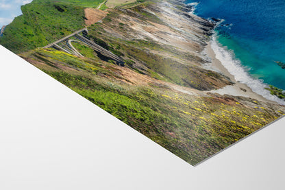 Bixby Bridge Ocean Picture, Big Sur California Coastline Nature Photo Panorama, Relaxation Artwork for Meditation, Office, & House Decor