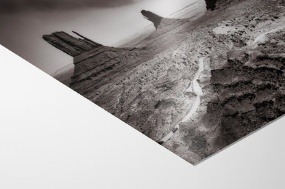 Monument Valley Arizona Desert Picture, Black and White Nature Photo, Bohemian Style Relaxation Artwork for Meditation, Apartment, Office & House Decor