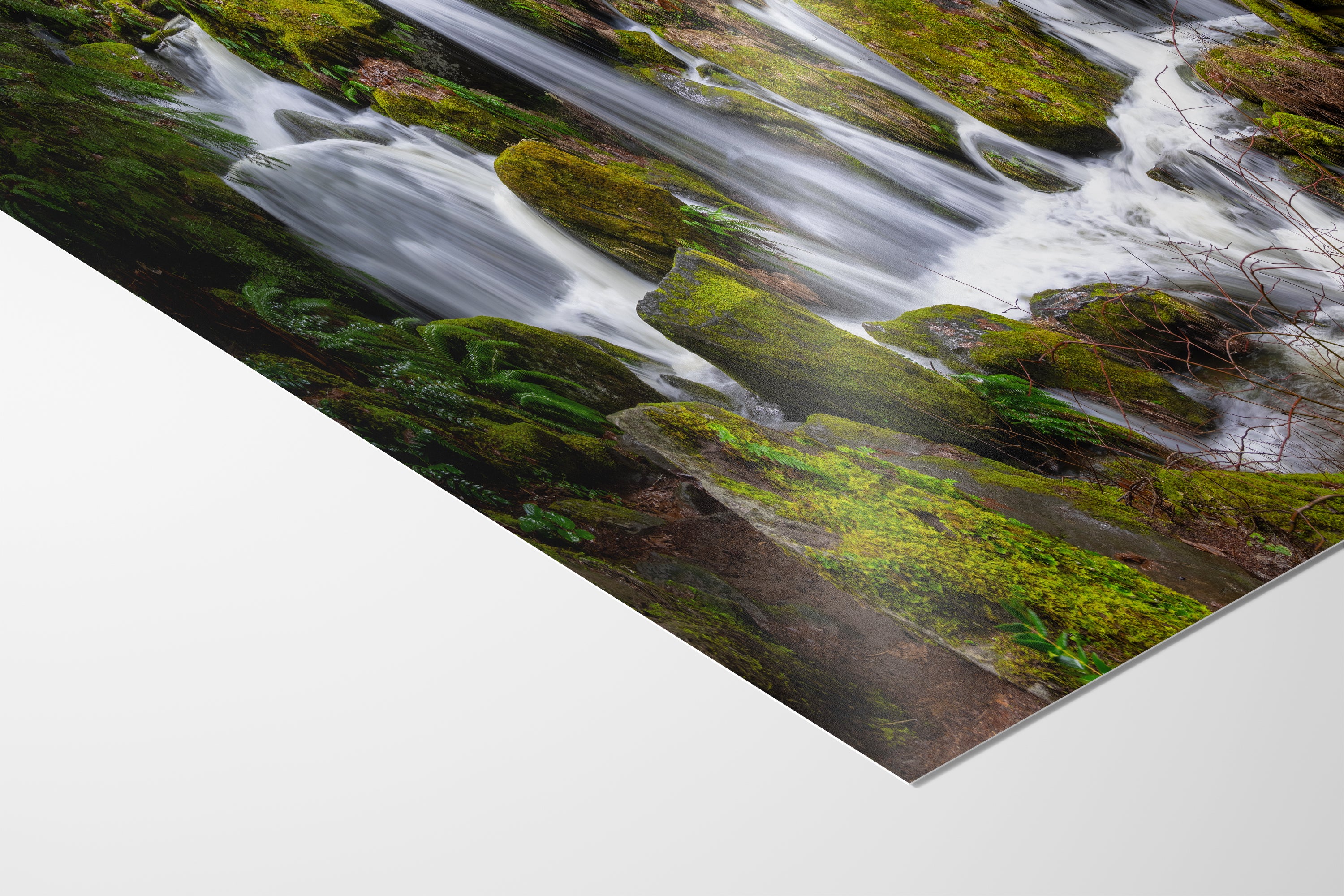 Oregon Pacific Northwest Waterfall Picture Nature Photo Relaxation Artwork in Bohemian Style for Meditation, Office, Apartment, House Decor