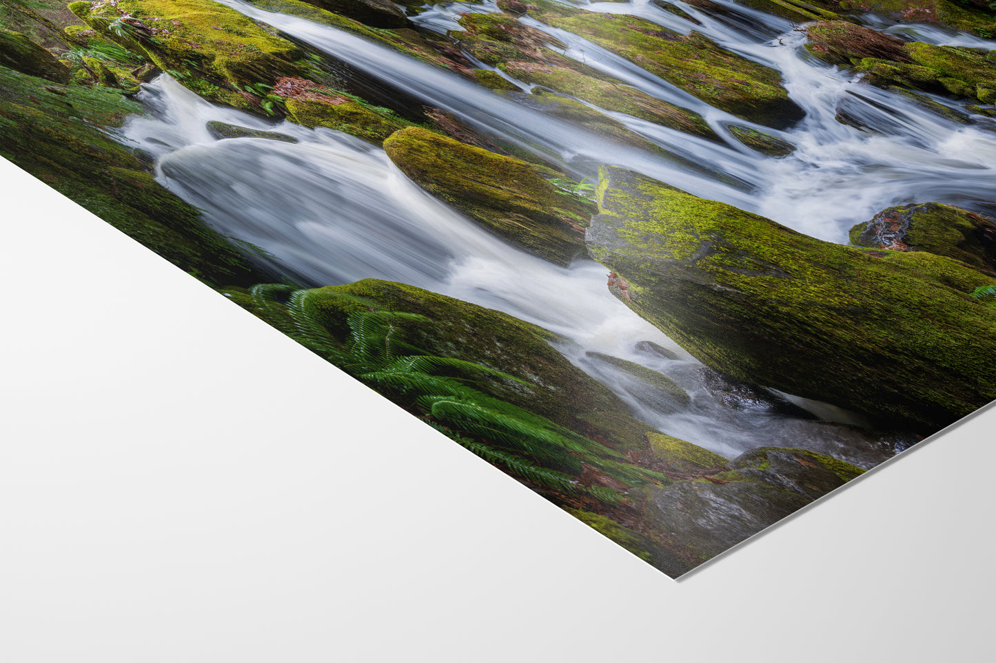 Oregon Waterfall Picture, Pacific Northwest Nature Photo Relaxation Artwork in Bohemian Style for Meditation, Office, Apartment, House Decor