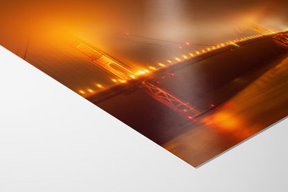 San Francisco Golden Gate Bridge Picture Foggy Night Wall Art | Fine Art Print for House Decor, Office, Dorm, Meditation, Relaxation Artwork