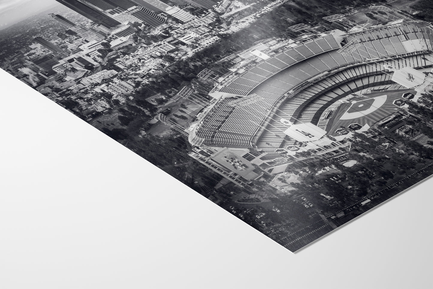 Dodgers Stadium Photo, Los Angeles Skyline Black and White Wall Art