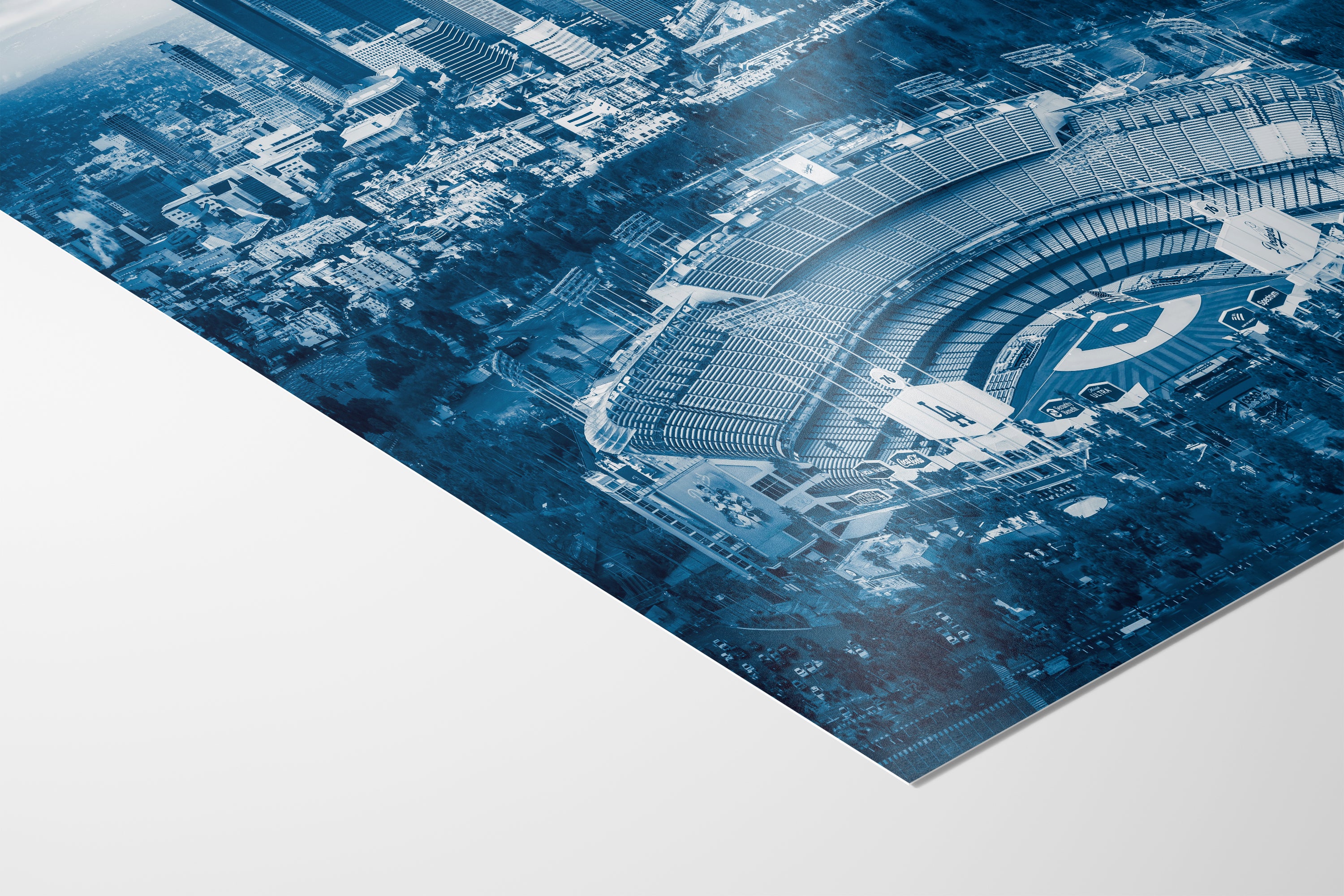 Los Angeles Dodgers Baseball Stadium, LA Skyline Blue Urban Cityscape Photo