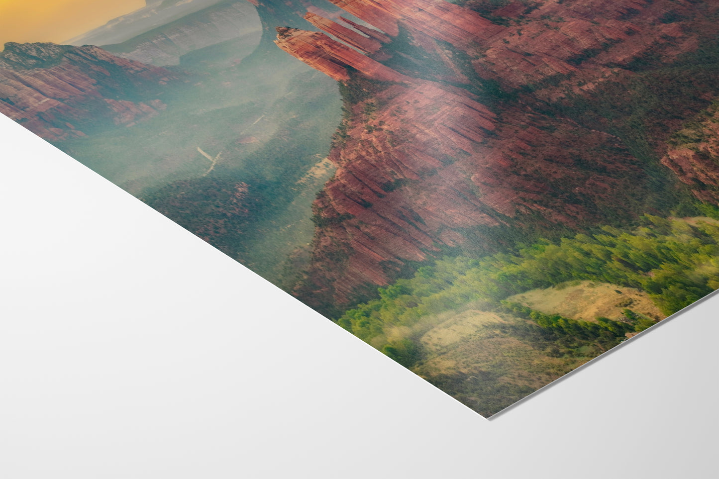 Cathedral Rock Aerial Sunrise, Sedona Arizona Desert Picture Nature Photo Relaxation Artwork for Meditation, Office, and House Decor