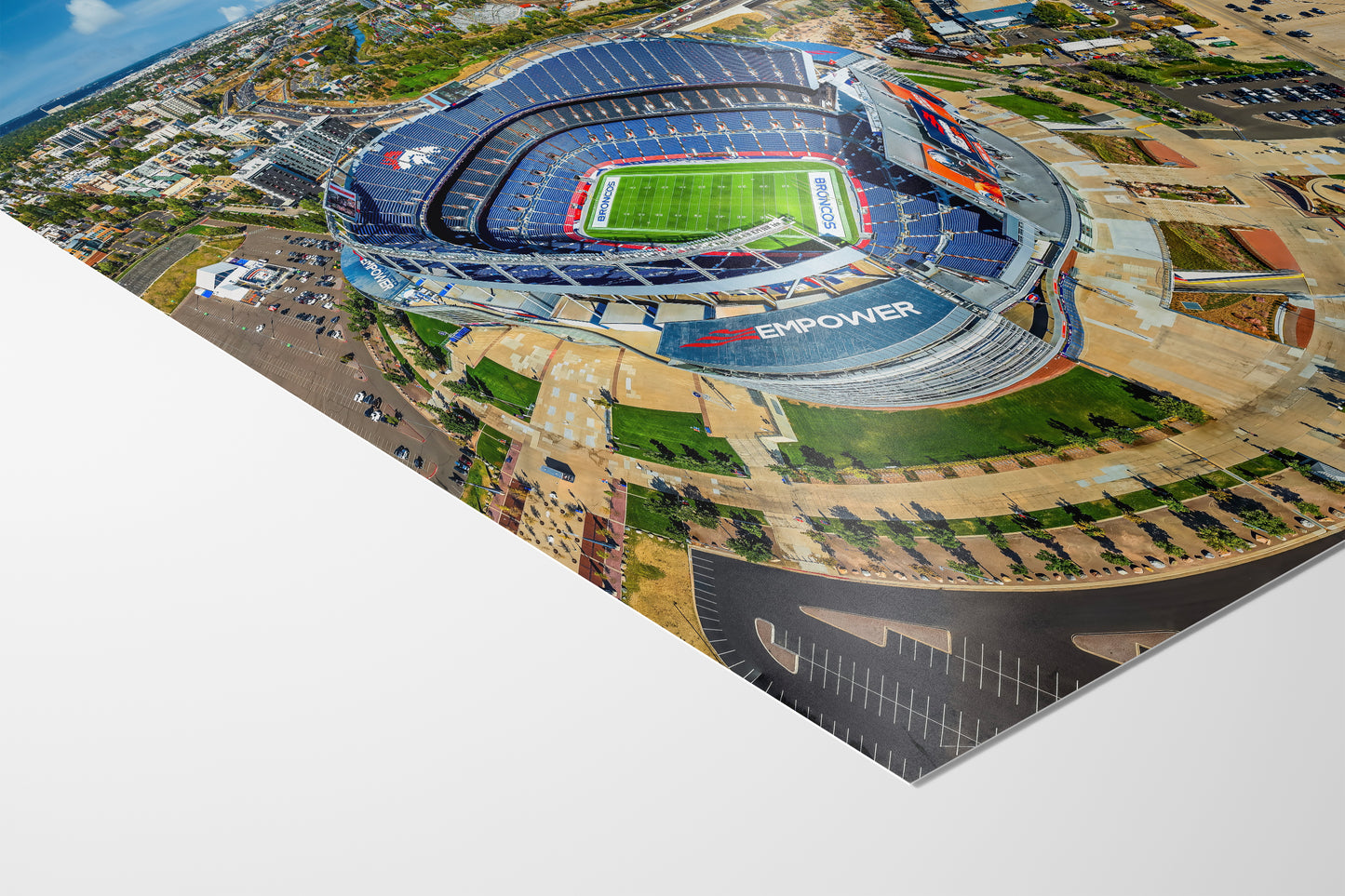 Denver Broncos Football, Mile High Stadium Denver Colorado Skyline Print Sports Decor, Man Cave Art