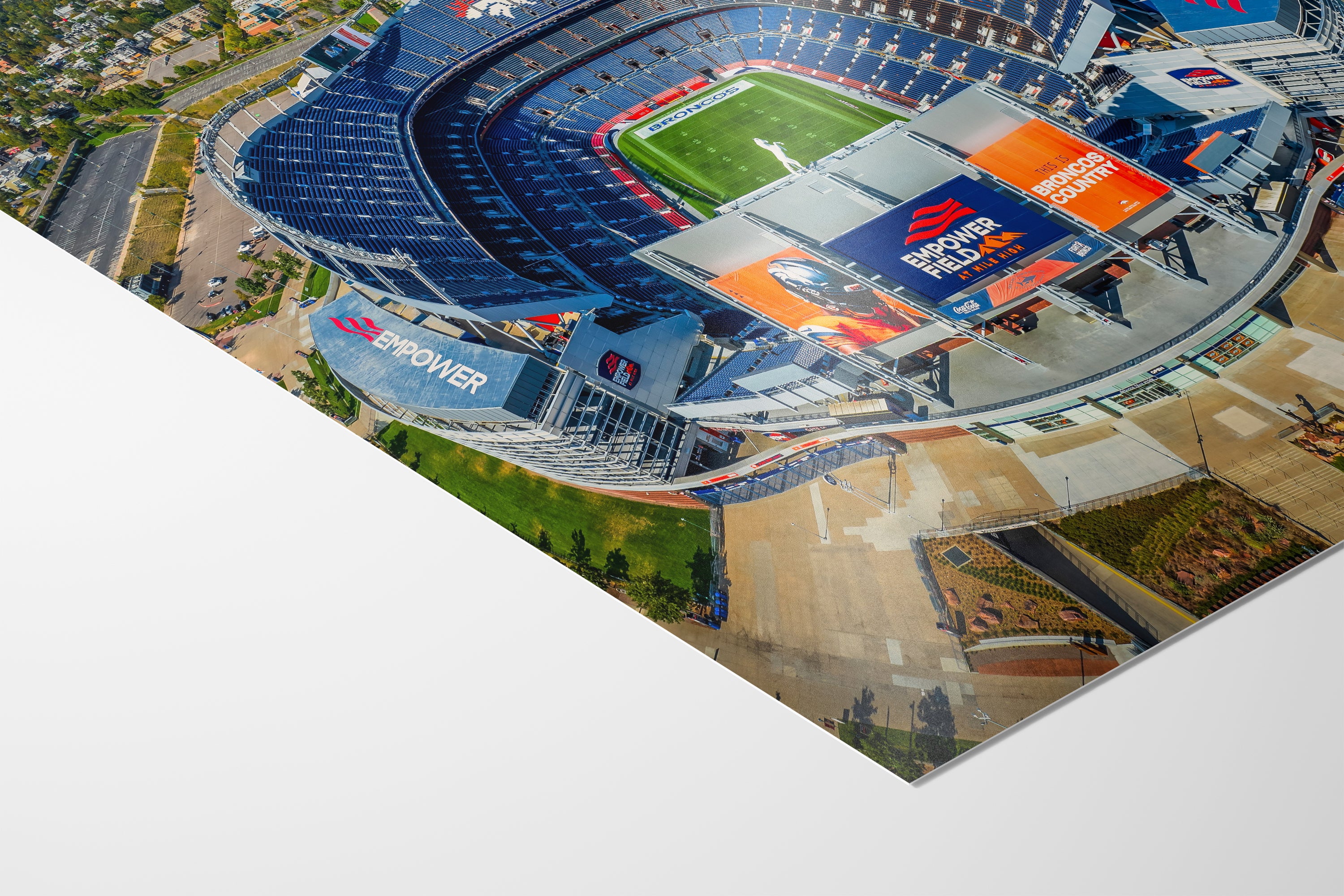 Denver Broncos Football Stadium, Mile High Stadium Denver Colorado Skyline Print, Sports Decor, Man Cave Art