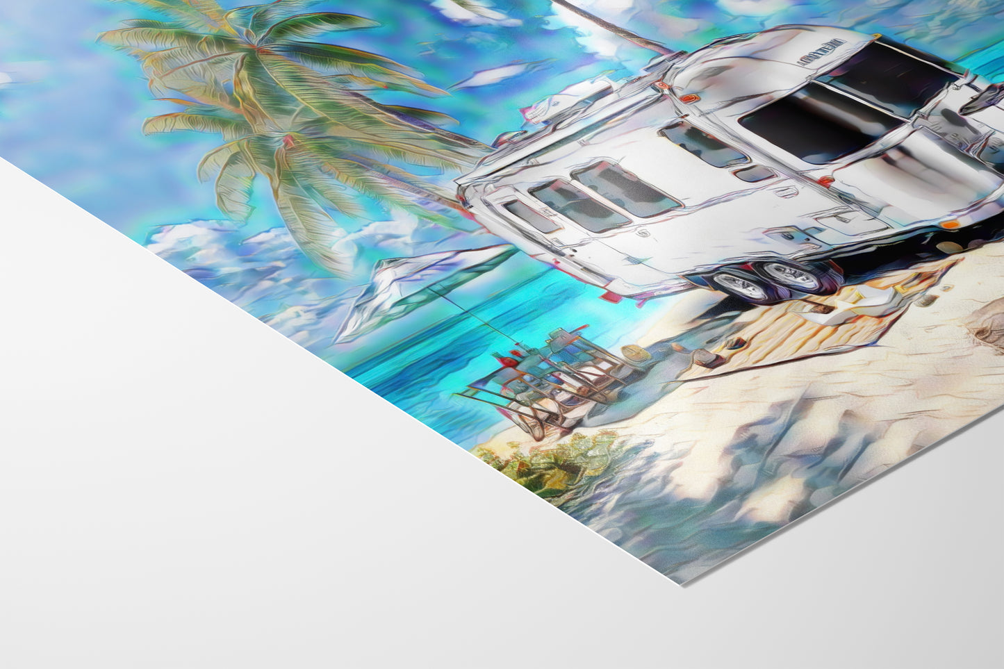 Airstream Travel Trailer Art at a Tropical Ocean Paradise Campsite