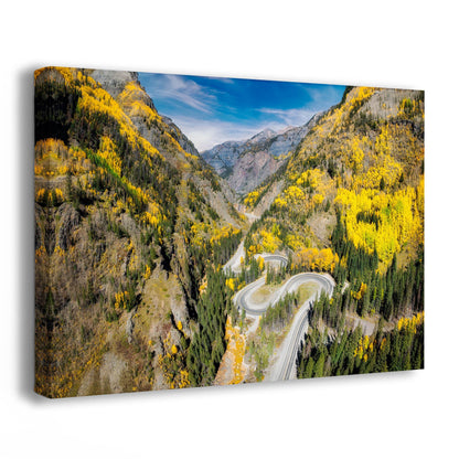 San Juan Mountains Million Dollar Highway Mountain Landscape, Fall Aspen Trees